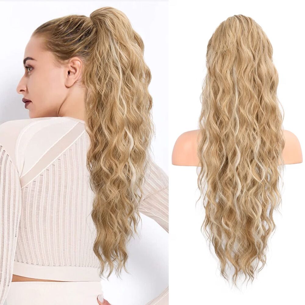 26 Inch Drawstring Ponytail Hair Extension Long Curly Wavy Ponytail, 18B-205H003